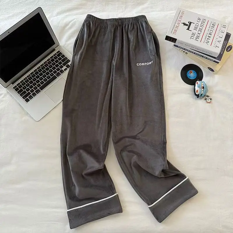 سراويل بيجامة رجالية متعددة الاستخدامات عالية الجودة، سراويل طويلة للربيع والخريف، سراويل مريحة أنيقة مخططة كبيرة الحجم يمكن ارتداؤها في الخارج