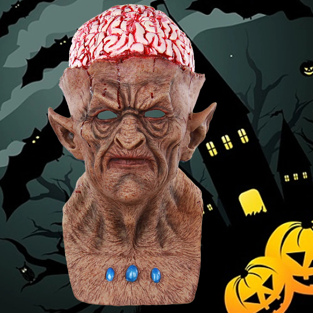 

Scary Halloween Masks Horror Zombie Bloody Mask Evil Burst Brains Latex Novelty Adult Size Fits Most Comfortable Wear Costume