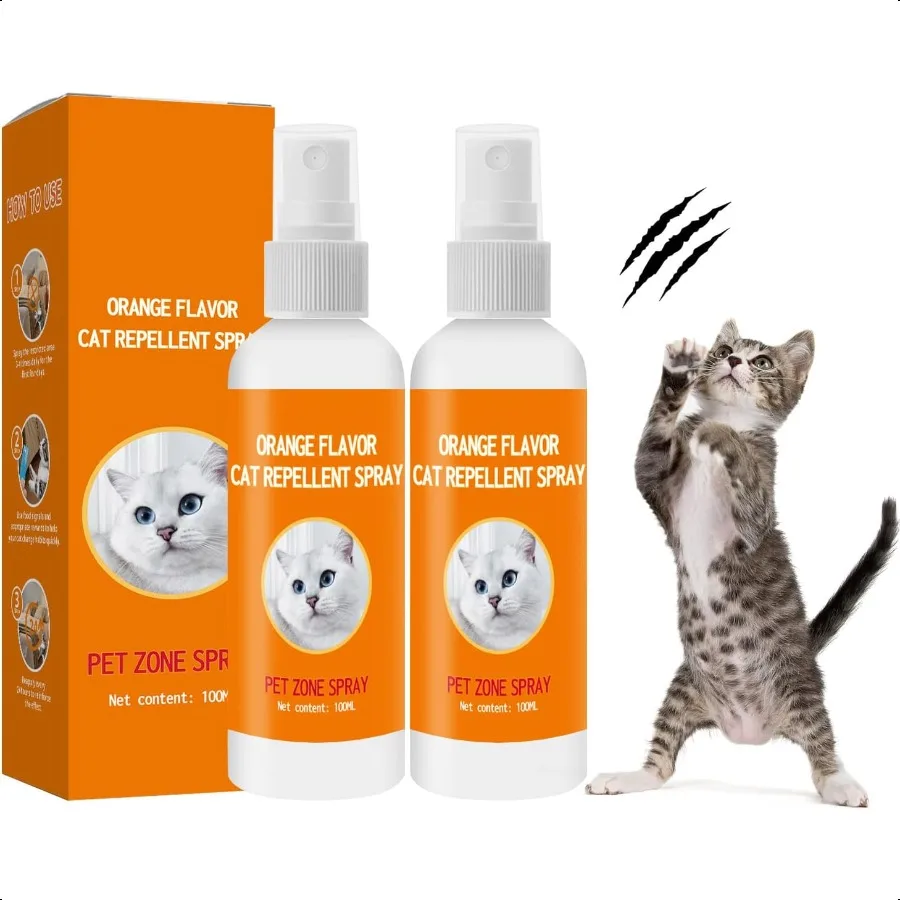

2PC Cat Deterrent Spray Natural Cat Spray Deterrent for Urine Marking Scratching Safe Indoor Outdoor Effective Cat Scratch Dete