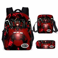 Juego de mochila escolar Skibidi Toilet Titan Drillman de 3 uds, mochila para estudiantes con estampado de Titan Speakerman, mochila informal para niños y niños