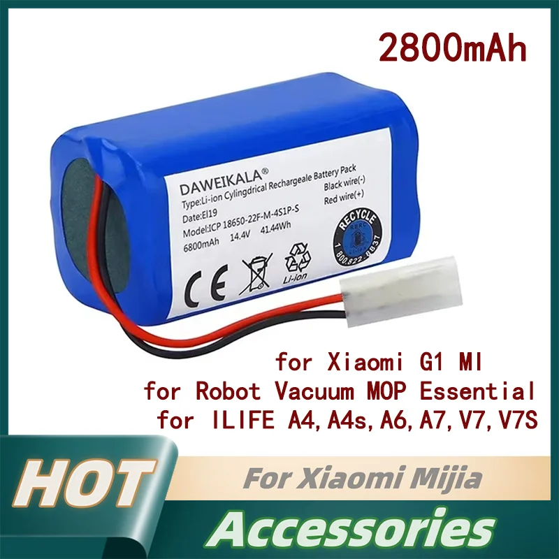 

18650 batteies pack 14.8V 2800mAh lithium ion batteies suitable for Xiaomi G1 Mi Essential MJSTG1 robot vacuum cleaner