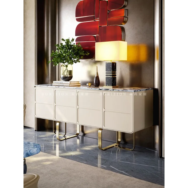 

Italian light luxury marble dining side cabinet household simple modern high-end door cabinet