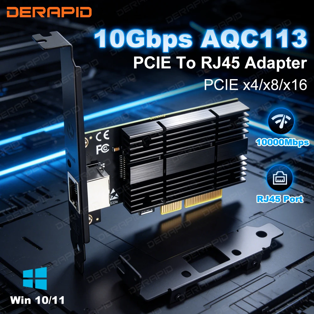carte-reseau-pcie-vers-rj45-10-gbps-aqc113-10000-mbps-adaptateur-ethernet-filaire-100m-1g-25g-5g-10g-pour-pc-de-bureau-windows-10-11