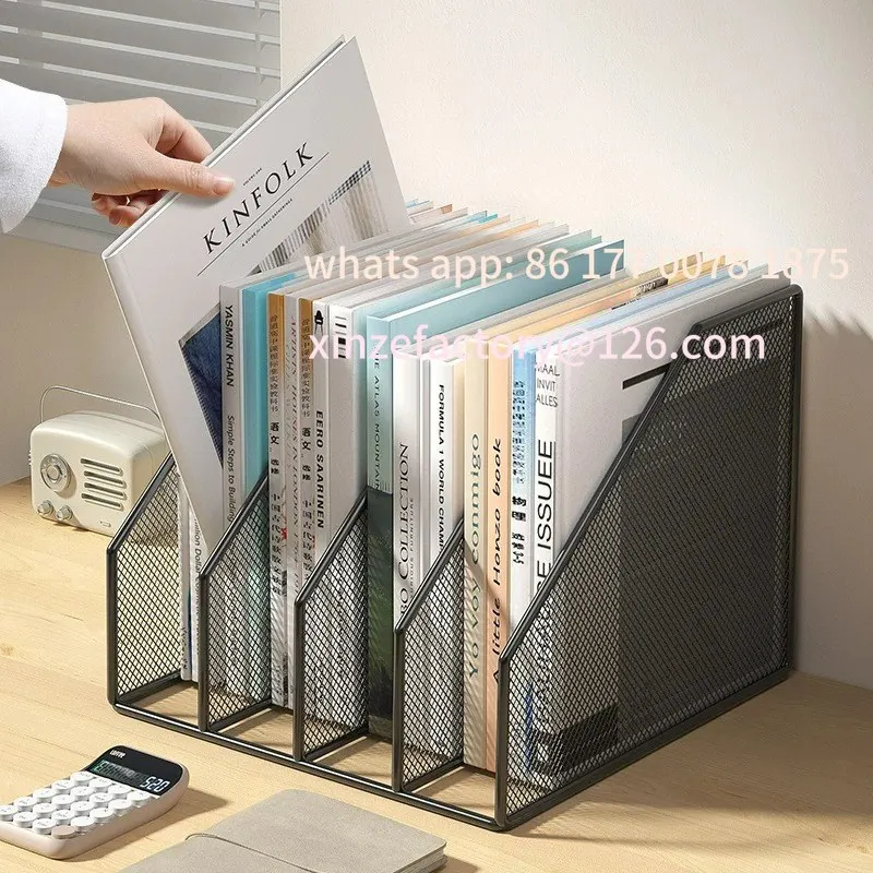 Customizable Metal File Rack Office Desk Shelf Standing Desktop File Storage Box Data Rack Stationery Organ