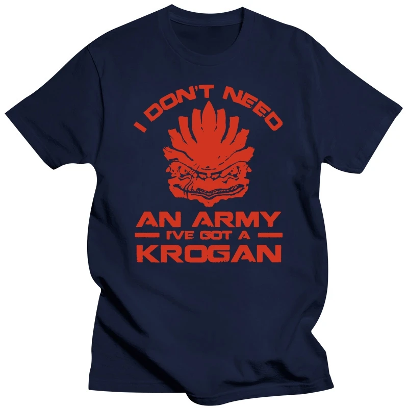 LEQEMAO T Shirts Men Casual Mass Effect Andromeda Parody i DonNeed An Army Ive Got A Krogan MenT-shirt