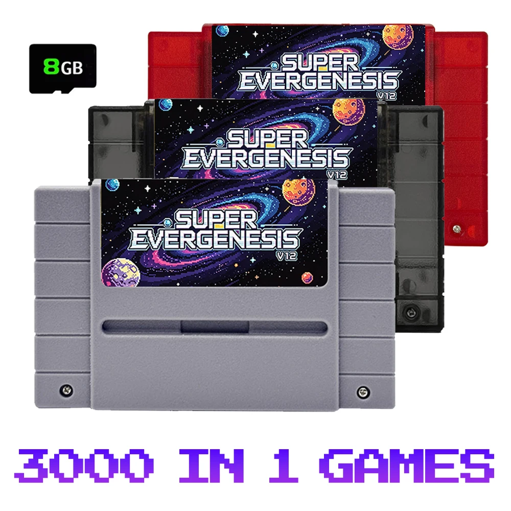 Nuevo Multicartucho de Juegos 3000 en 1 SFC OS.V12 con Tarjeta TF de 8GB para Consola de Videojuegos SNES de EE. UU., Accesorios para Juegos