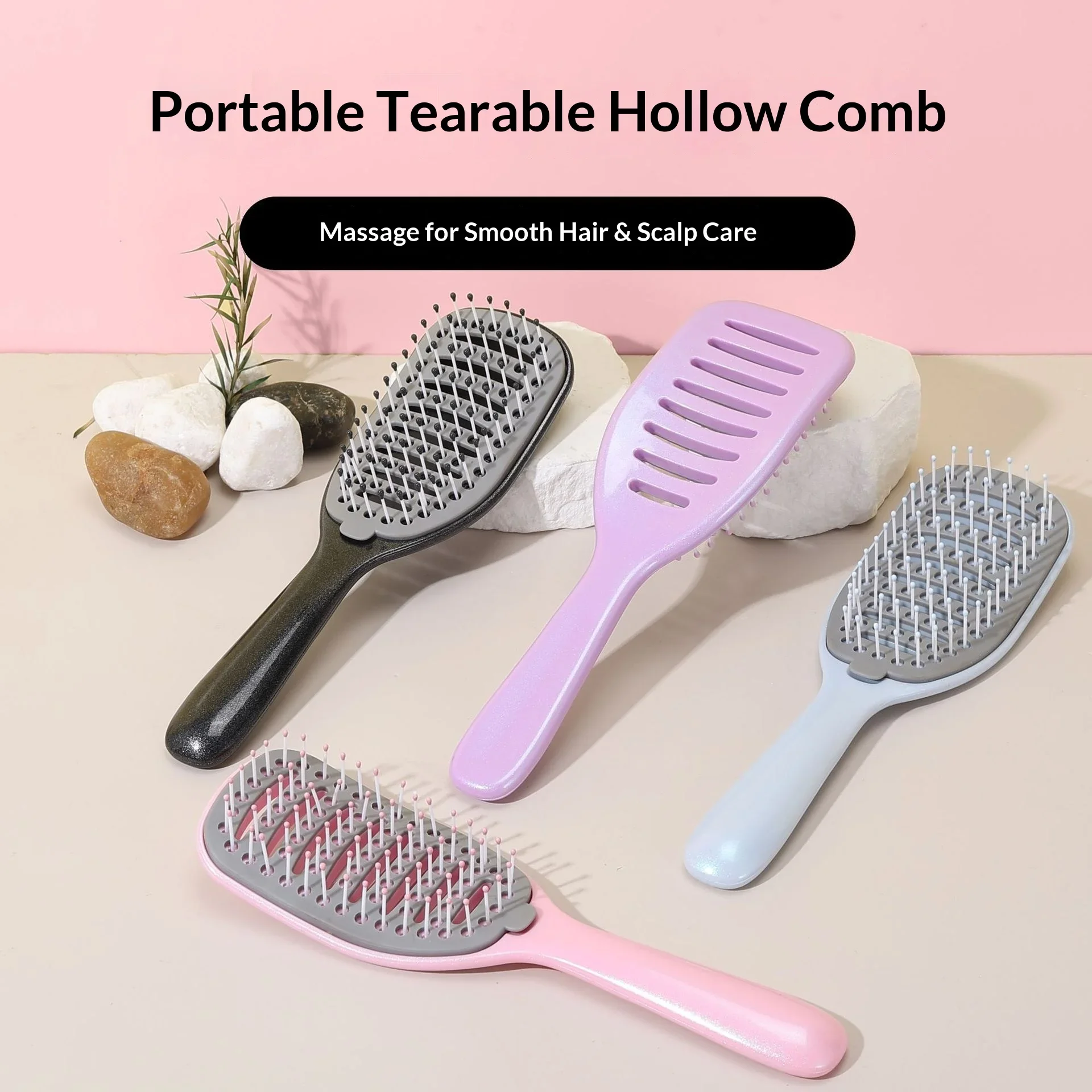 Self Cleaning Hair Brush One Button Retractable Detangling Comb Anti-Static Massage Air Cushion Comb for Women Girls Home Salon