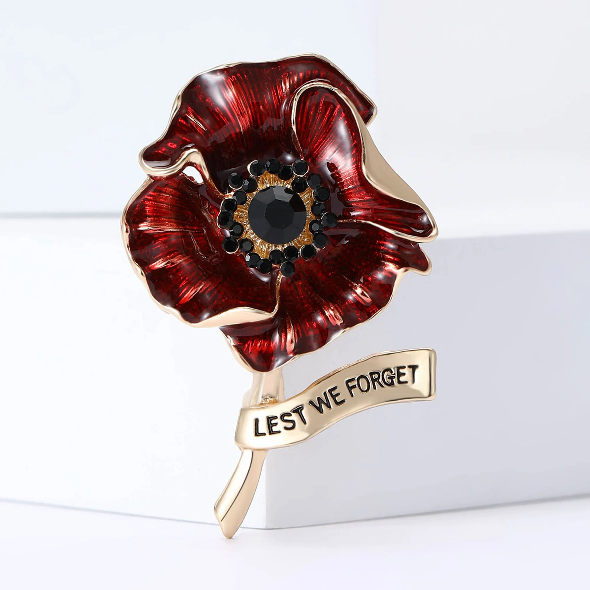 Exquisite Poppy WWII Soldier Memorial Brooches for Women Unisex Plant Flower Pins Banquet Party Accessories Gifts