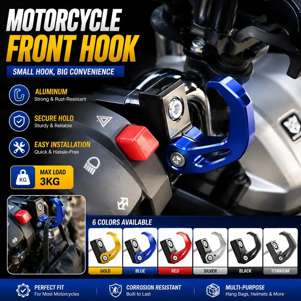Motorcycle Front Hook Aluminum Alloy Folding Hanger Universal Scooter Side Mount Storage Hook For Helmets Bags