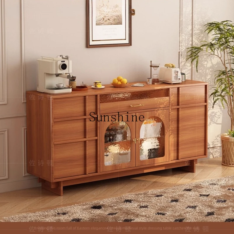

Medieval solid wood dining side cabinet light luxury high-end locker