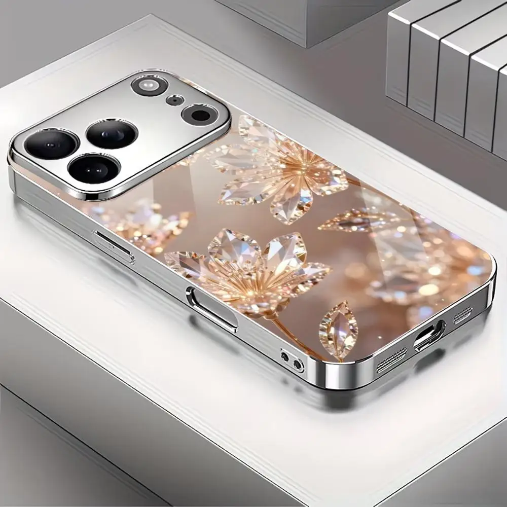 Fashion Fashion Crystal Flower Tempered Glass for iphone 18 pro case phone case For iPhone 18 17 16Pro Max 15 14 Plus 13 12 17 Air Cover - Aliexpress Deal