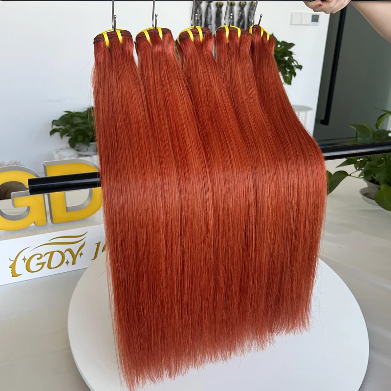 #350 Ginger Orange Bone Straight Bundles 100% Raw Virgin Human Hair Extensions Vietnamese Hair Double Weft 100g/bundle Full Head