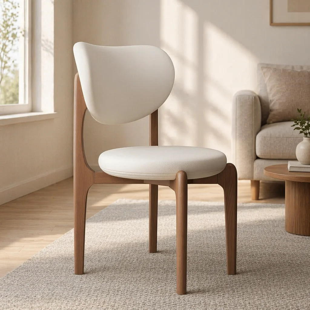 Vintage Solid Wood Armless Dining Chair Walnut Soft Padded Fabric Modern Light Luxury Customizable  Home Hotel Restaurant Chair