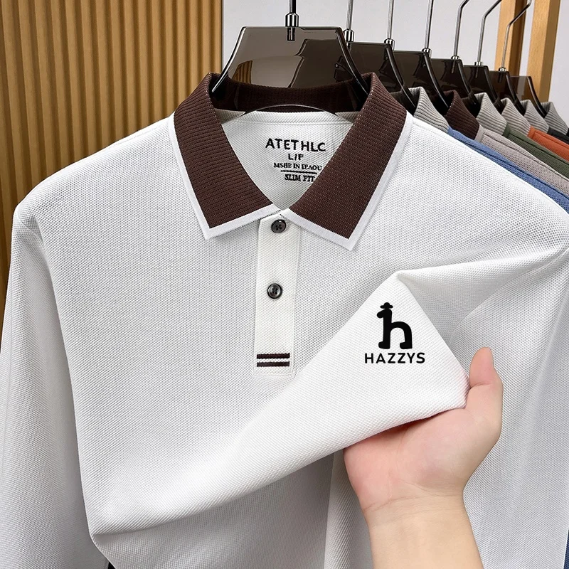 Modisches Herren-Poloshirt mit Print, Herbst, hautfreundlich, wärmend, langärmelig, 100% Baumwolle, vielseitige Herrenbekleidung für den Alltag. – Detail 5