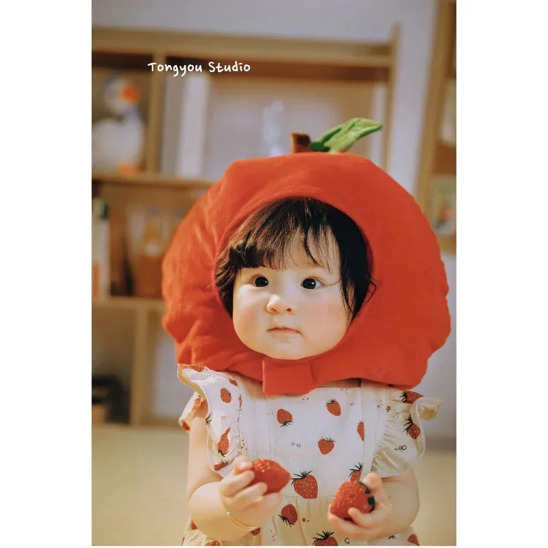 100 day sunshine strawberry head cover tomato fruit head cover one-year photography props children\'s photography ornaments