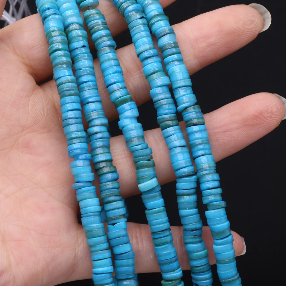 18 cm 6 x 6 mm blaue natürliche Muschel halbfertige Perlen Spacer Perlen für Schmuckherstellung DIY Halskette Armband Zubehör Großhandel
