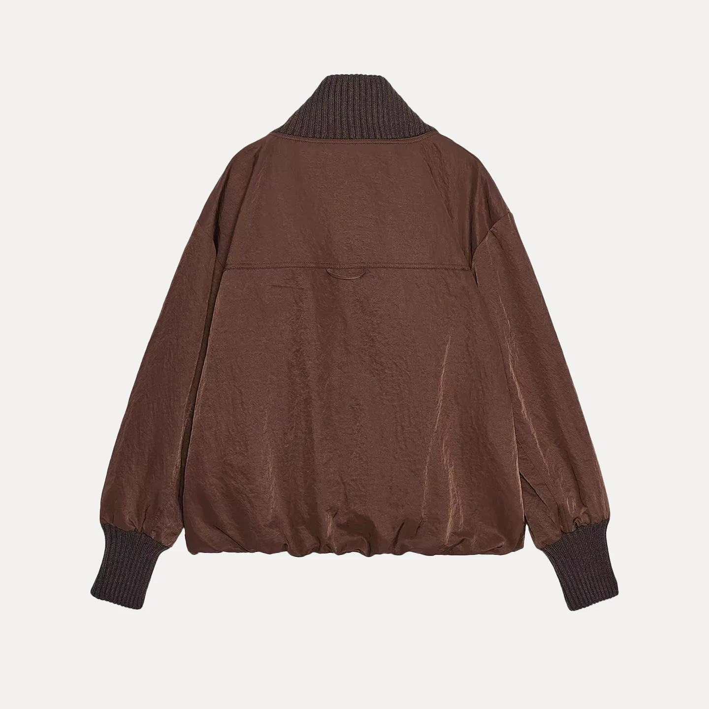 Faionable فضفاض مضلع طويل Sve Jaet المرأة عادية Sle سستة إغلاق الوقوف طوق ملابس خارجية للسيدات خريف 2025