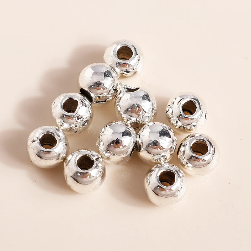 Leslie 100 Stück 4mm Legierungsanhänger Silberfarbene Metall-CCB-Rundperlen für Schmuckherstellung Zubehör DIY Großhandel – Detail 5