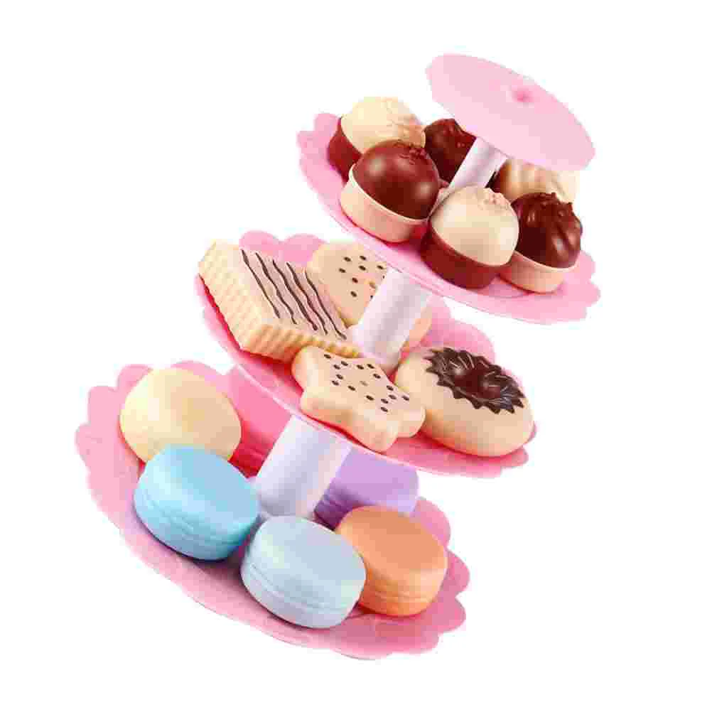 

1 Set Dessert Tower Toy Simulation Macaron Afternoon Tea Dessert Playset for Kids Children Girls dessert tower playset