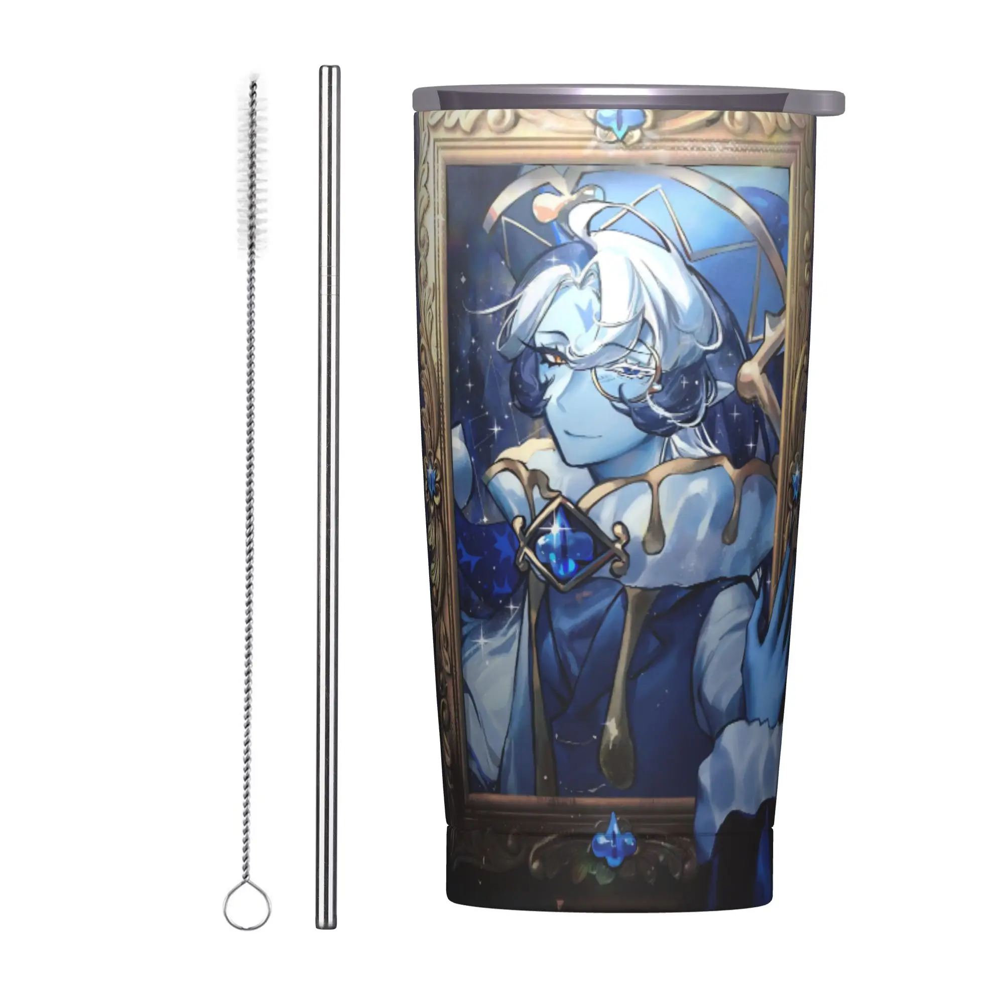Game Shadow Milk Cookie Run Tumbler Vacuum Insulated CRK Cartoon Coffee Cups with Lid Straw Smoothie Tea Mugs Water Bottle, 20oz