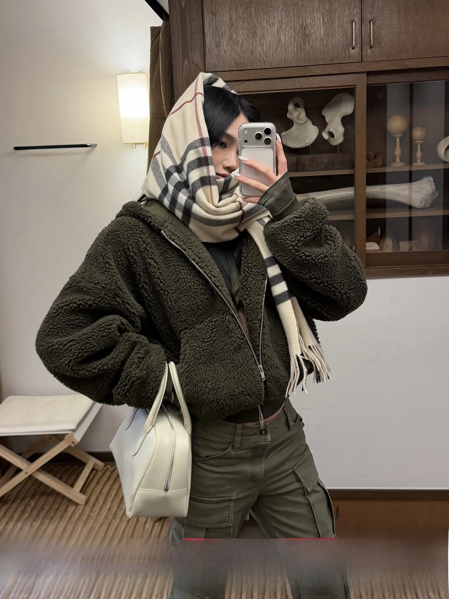 

Rovente een Street Thiened Fce Hooded Jaet Women Winter Loose Warm Zipper Sweatirt Casual Sle Stand Version