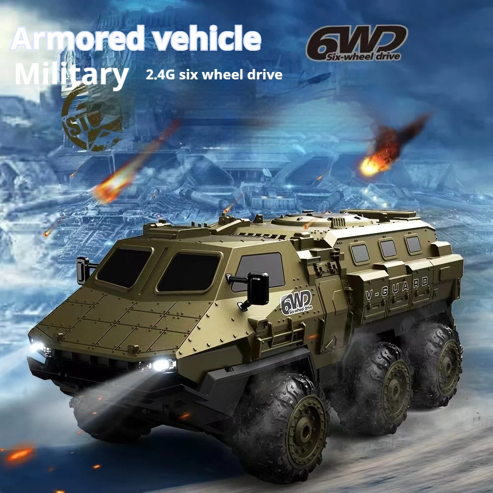 Children's Remote Control Military Armored Vehicle Loaded Off-road Six Wheels High Speed Climbing Remote Control Car Boy Gift