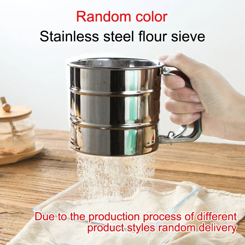 

1pc Stainless Steel Flour Sifter For Baking, Powder Sugar Shaker With Hand Press Design, Fine Mesh Flour Sifter Sieve