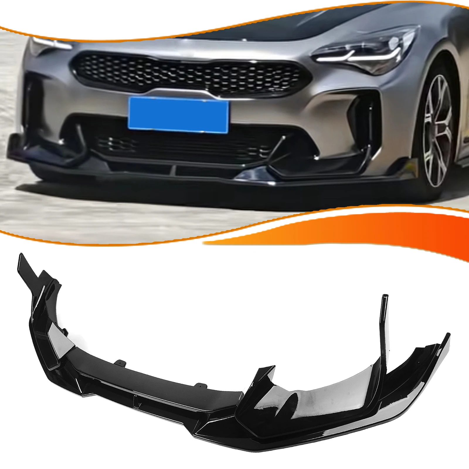 Car Front Bumper Lip Spoiler Shovel Splitter Guard For KIA Stinger GT AD 2018-2023