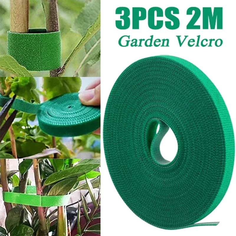 3 Rolls Green Garden Twine Plant Ties Nylon Plant Bandage Garden Hook Loop Bamboo Cane Wrap Support Garden Accessories