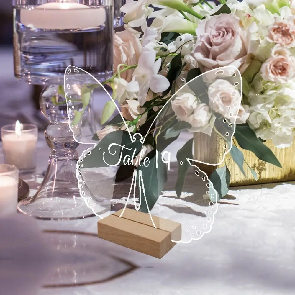 Card Round/Butterfly/Hexagon Removable with Base Menu Display Frame Table Number Plate Table Number Sign Card Display Stand view 4