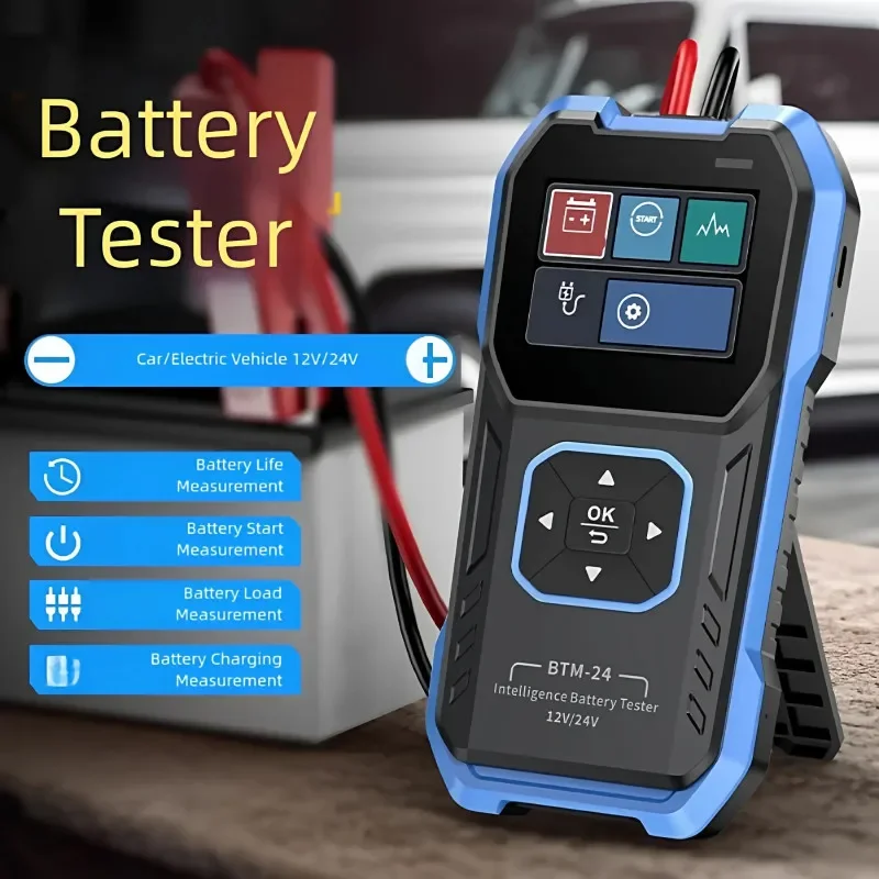 FNIRSI BTM-24 12V/24V Car Battery Tester 0-2000 CCA Automotive Battery Load Tester Cranking Charging Circut Diagnostic Tools
