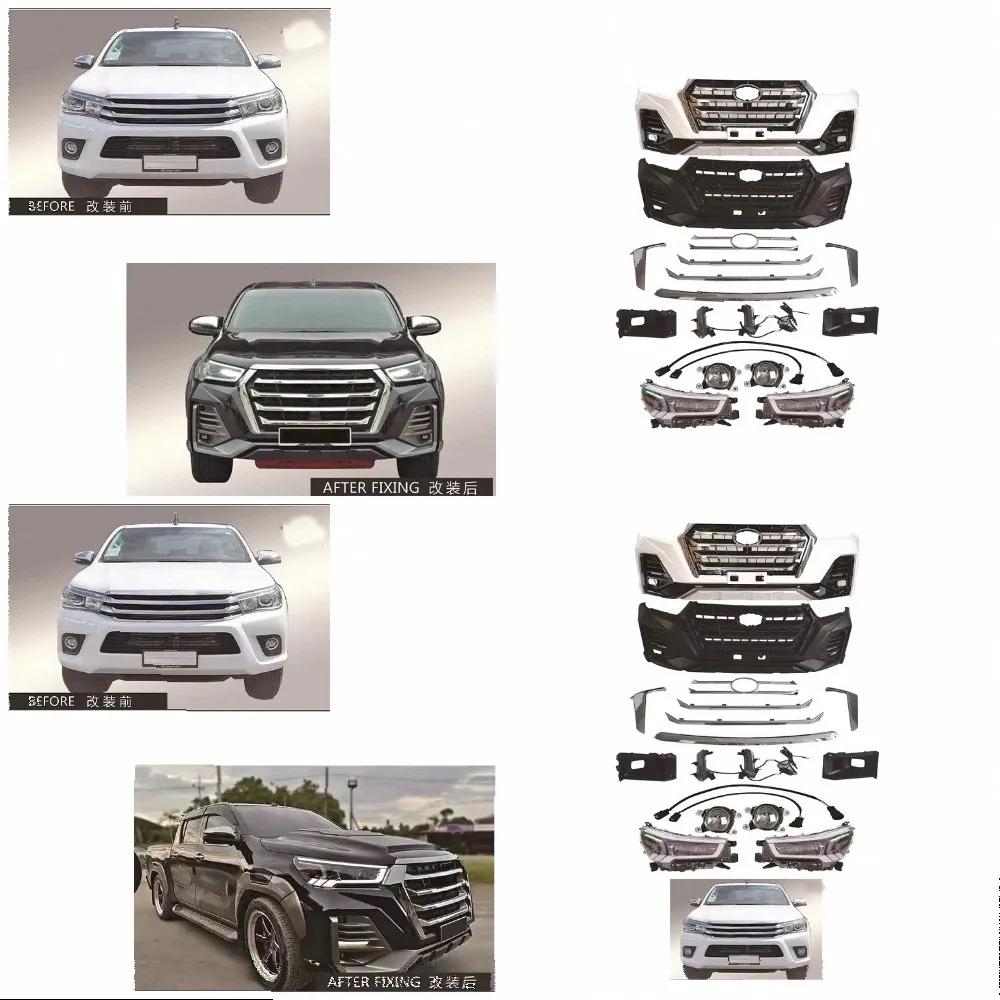 Original Quality BodyKit Front Bumper GrilleLED Headlight Body Kit for Hilux Revo 2016-2020 Upgrade X-Men Style