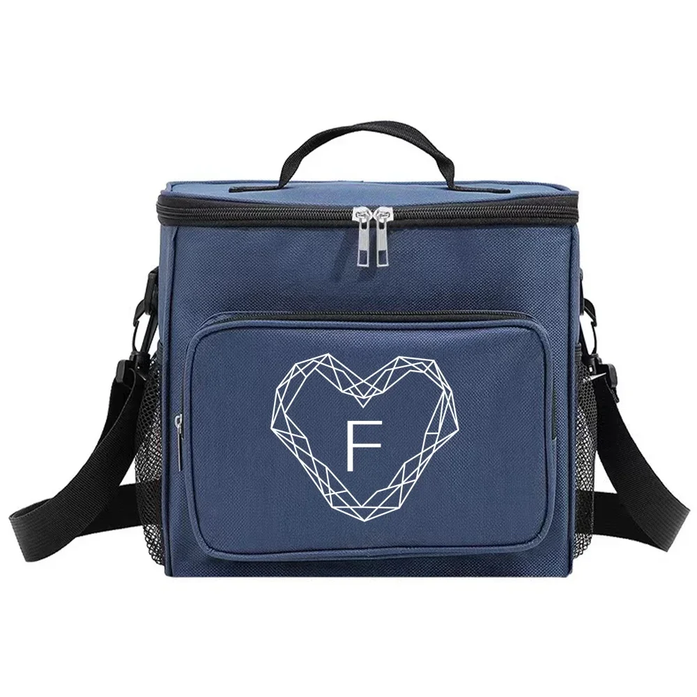 Borsa per il pranzo per bambini in età scolare Design carino, isolato e impermeabile Scatola per la cena di colore blu 2024 Stampa originale con diamanti