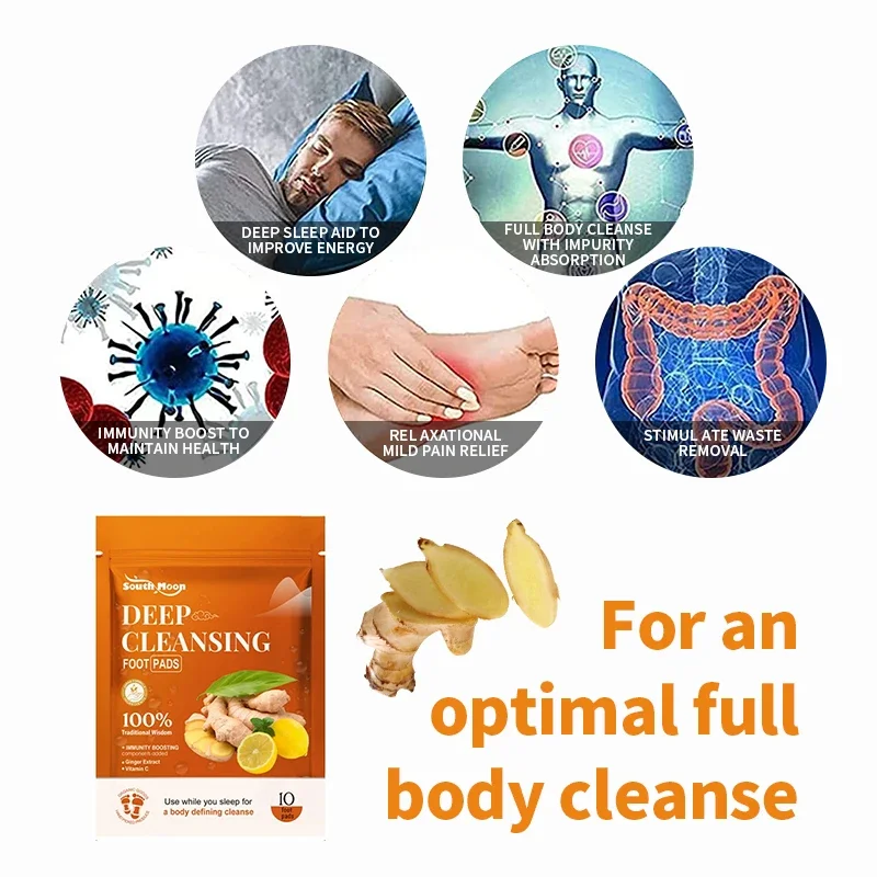 40Pcs Detox Foot Patches Body Toxin Detoxification Deep Cleansing Slimming Stress Relief Feet Pads Natural Ginger Sticker