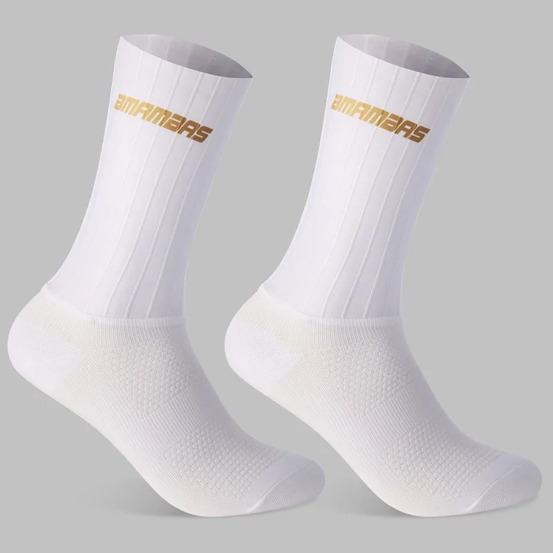 Image of 2026 Neue Rutschfeste Silikon-Sommer-Aero-Socken Whiteline Radsportsocken für Herren Fahrrad Sport Laufsocken Calcetines