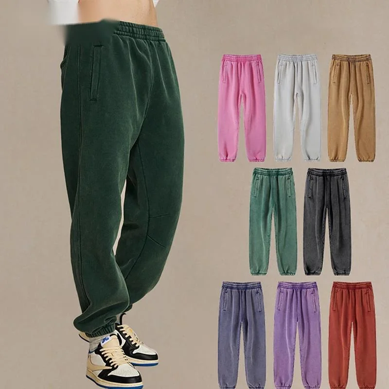 American Style Batik Sweatpants Men's Wear New Fashion Male Solid Color Fleece Elactice Waist Pants Winter Vintage 9WCS3R