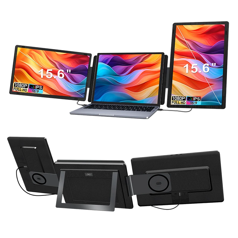 15.6” FHD IPS Portable Laptop Screen Extender Triple Monitor Detachable Magnetic Design USB-C Plug and Play