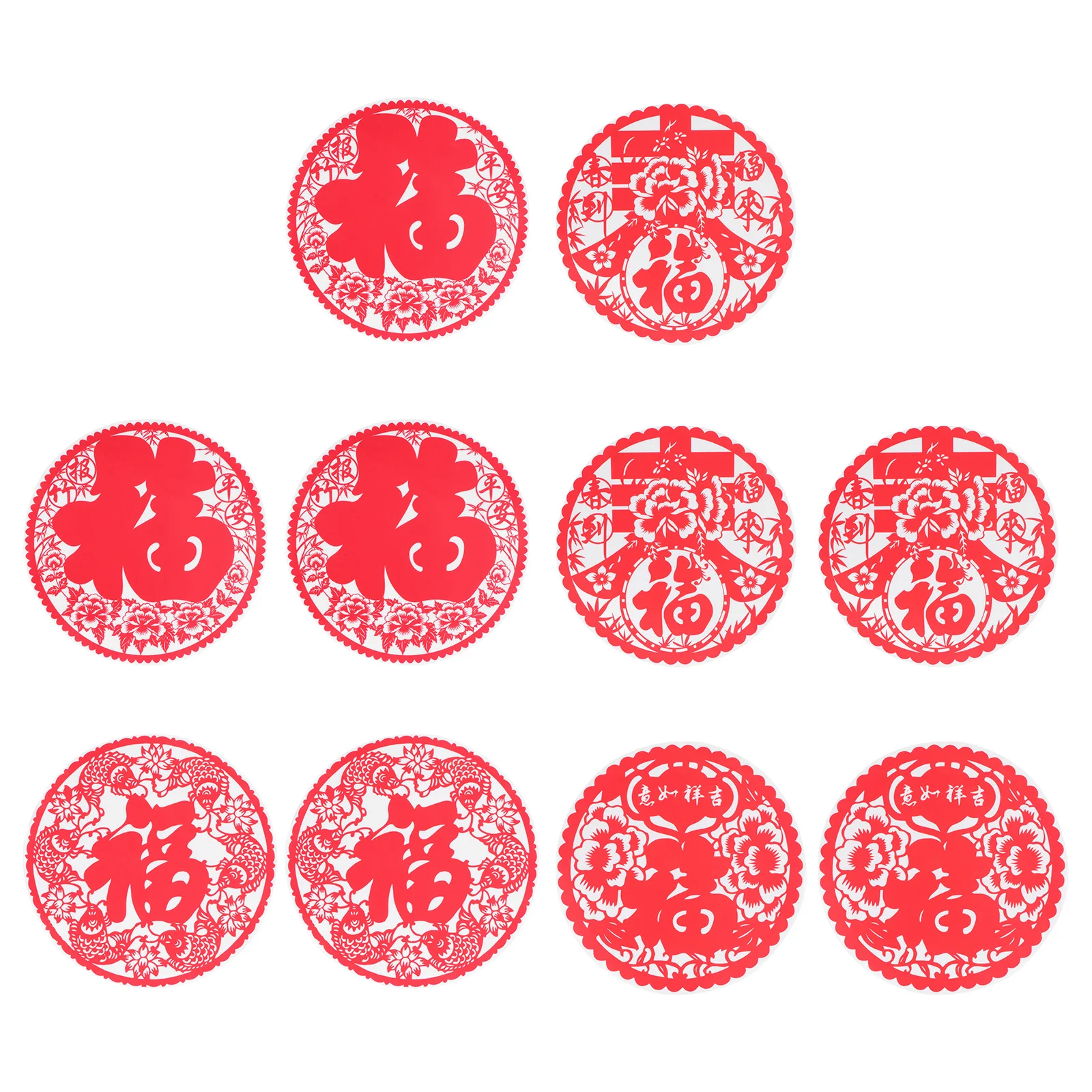 

10Pcs Cow Year Window Stickers Blessing Character Static Decals Chinese Style Paper-Cut New Year Glass Film Spring Festival