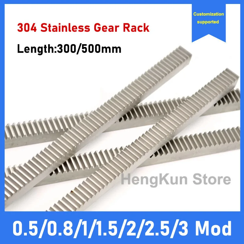 

1pc 0.5-3Mod Gear Rack 304 Stainless Straight Teeth Drive Rack Length 300/500mm DIY Model Makeing Drive Materials Accessories