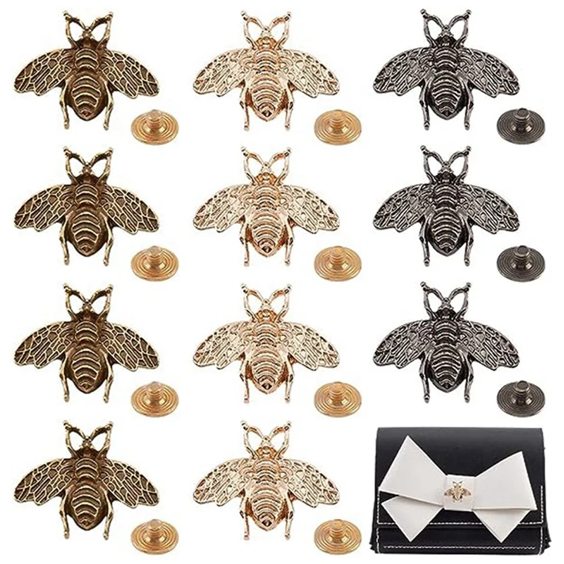 15PCS Decorative Clip Buckles, Retro Bee Decorative Bags Buckle Clips Craft Purses Leather Removable Shoe Buckles