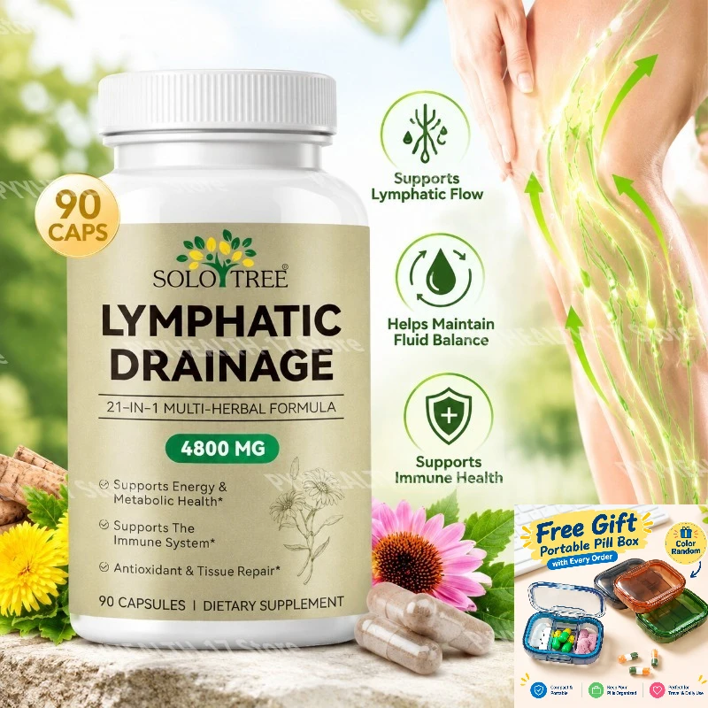 Lymphatic Drainage Capsules Supports Lymphatic Flow and Fluid Balance 21-in-1 Multi-Herbal Formula 4800 Mg 90 Capsules