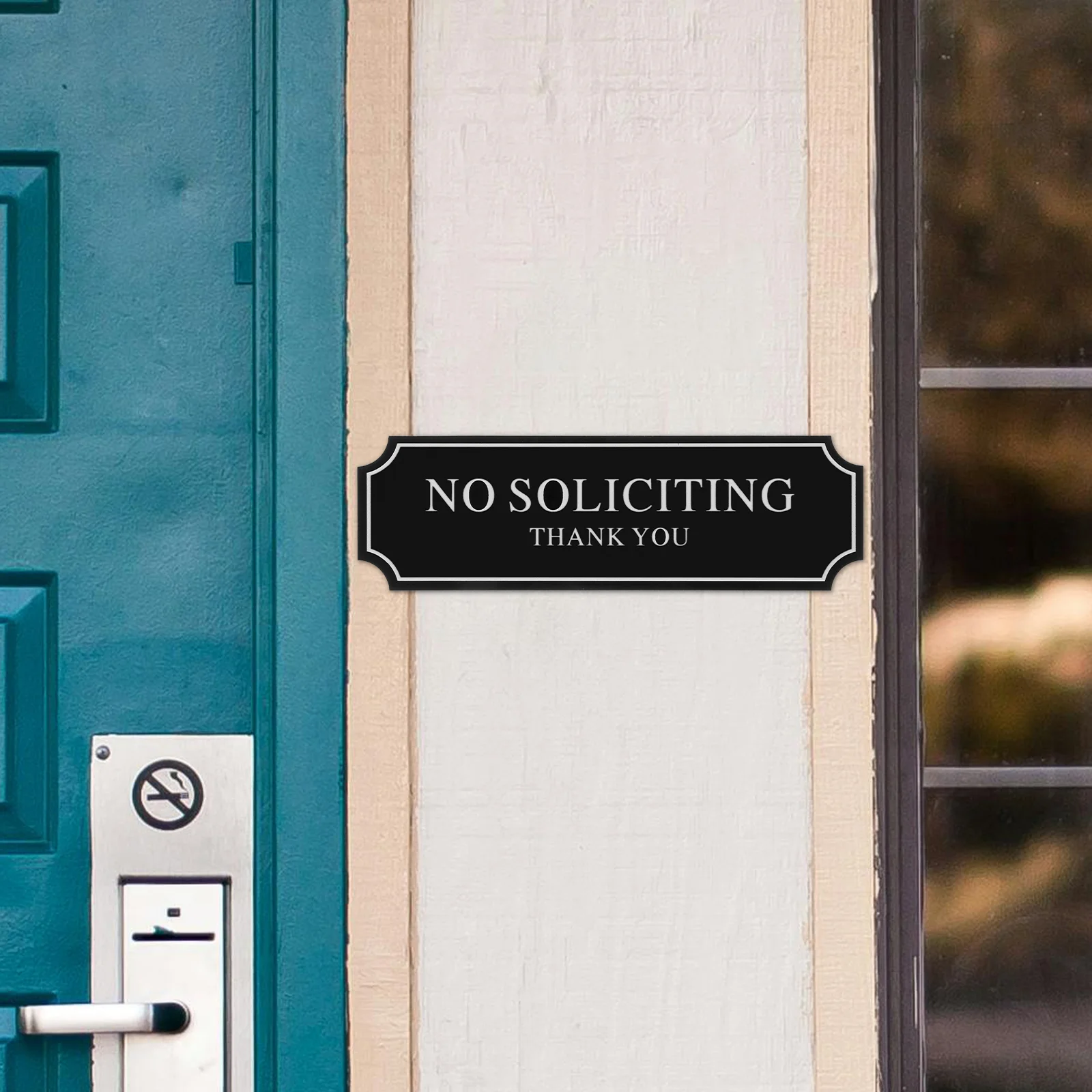 

No Soliciting Signboard Acrylic Door Sign Decorative Home Garden Yard Sign Wear Resistant Lightweight Portable Removable Door