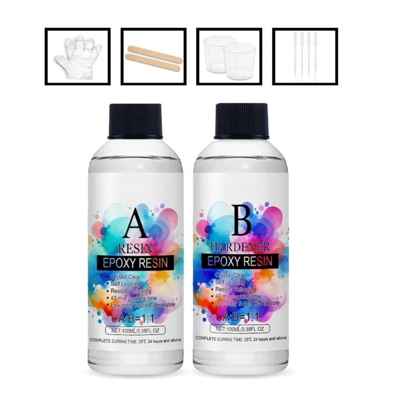 Наборы эпоксидной смолы Набор эпоксидной смолы 1:1 с мерными стаканчиками Перчатки-палочки Набор прозрачной литейной смолы для