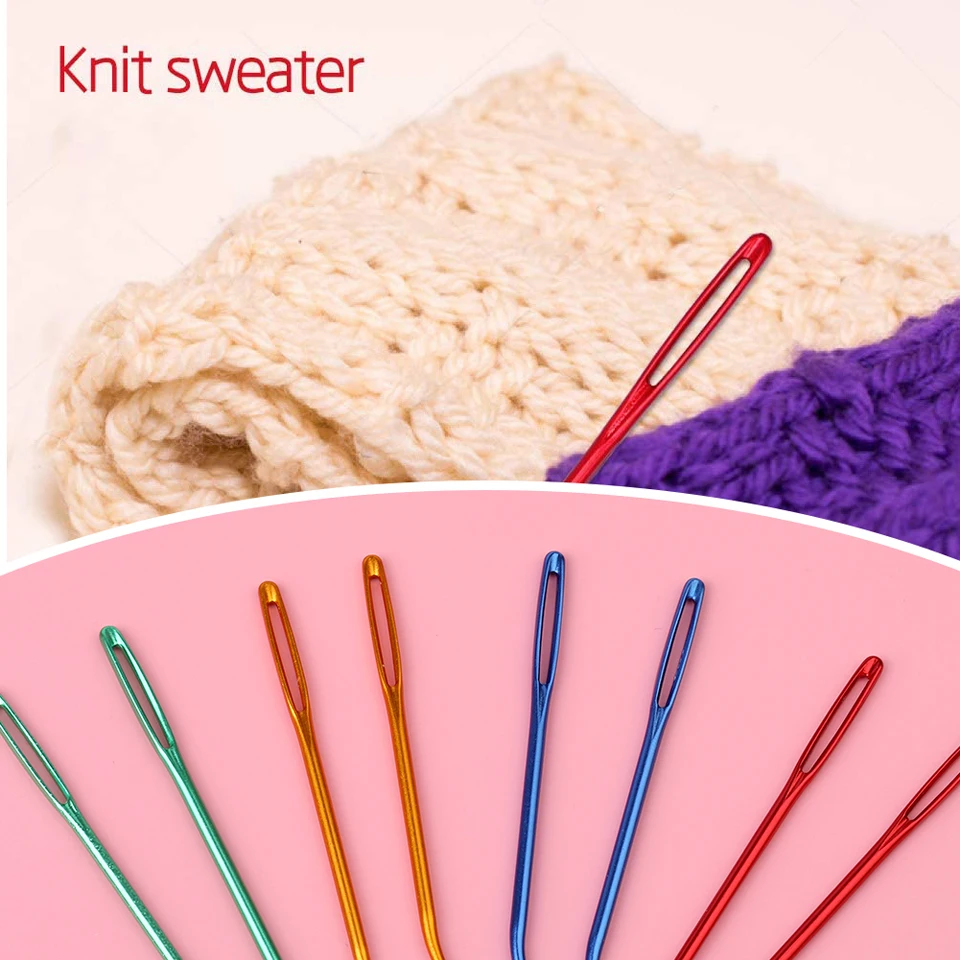 KRABALL Large Eye Blunt Yarn Needle Set Bent Tip Tapestry Needles for Yarn Hand Sewing and Knitting Crochet Tools Accessories