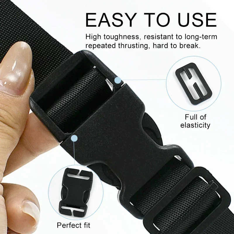 5/10M Nylon Webbing Strap Band with 5/10pcs of Flat Side Release Buckles and Tri-Glide Slides for DIY Luggage Backpack