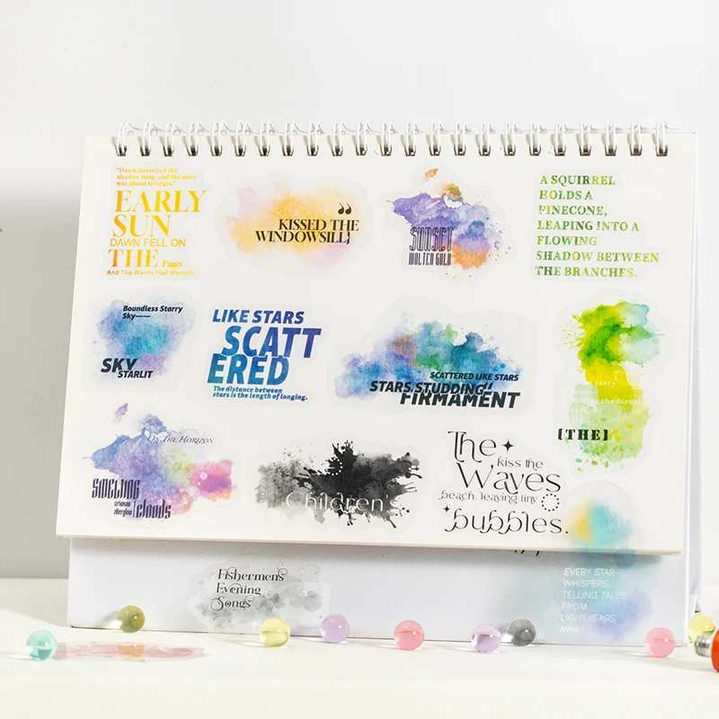 สติกเกอร์ตกแต่งสมุดบันทึกภาพวาดสีน้ำลายฝัน 30 ชิ้น สำหรับตกแต่งสมุดภาพ สมุดบันทึกวางแผน DIY และงานศิลปะอื่นๆ