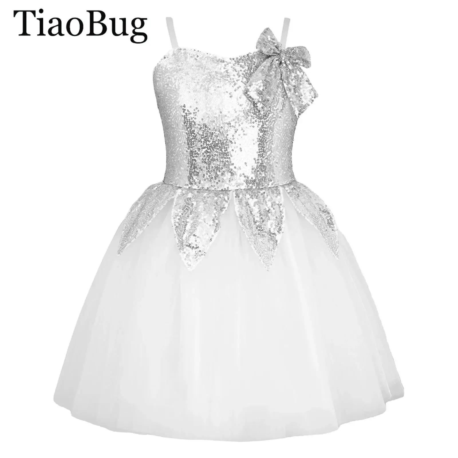 

Kids Girls Shiny Sequin Gymnastic Ballet Leotard Tutu Dress Angel Princess Tulle Puffy Dress Ballerina Fairy Prom Party Costume