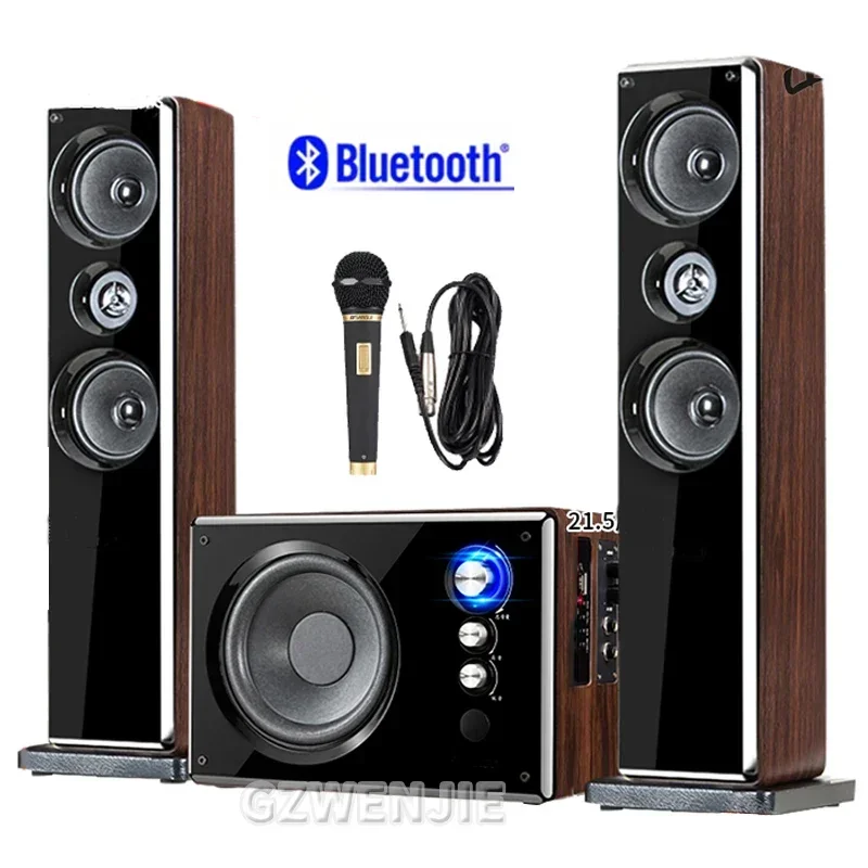 Wooden Desktop Computer TV Bluetooth Speaker 2.1 Channel Home Theater Hifi Subwoofer Home KTV Music Center Caixa De Som