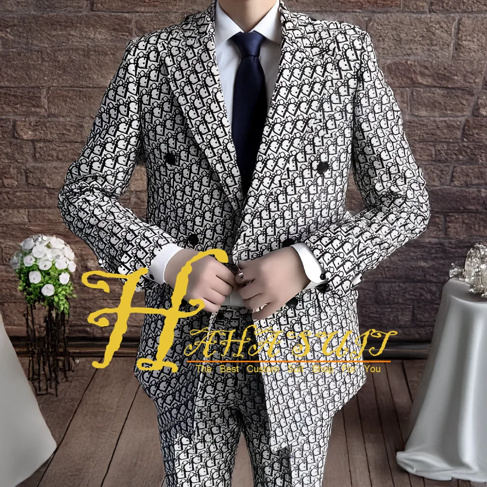 

Men Suits Pattern Tailored Men's 2-piece Suit Wedding Groom Tuxedos Dinner Party Man Blazer
