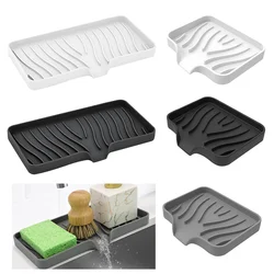 Silicone Drain Soap Box Sponge Holder Anti-slip Sink Tray Creative Washing Table Soap Tray for Kitchen Sink Bathroom Drain Rack